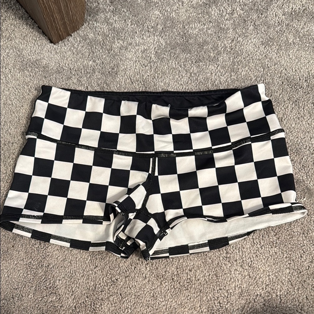 Checkered Black and White Women's Shorts